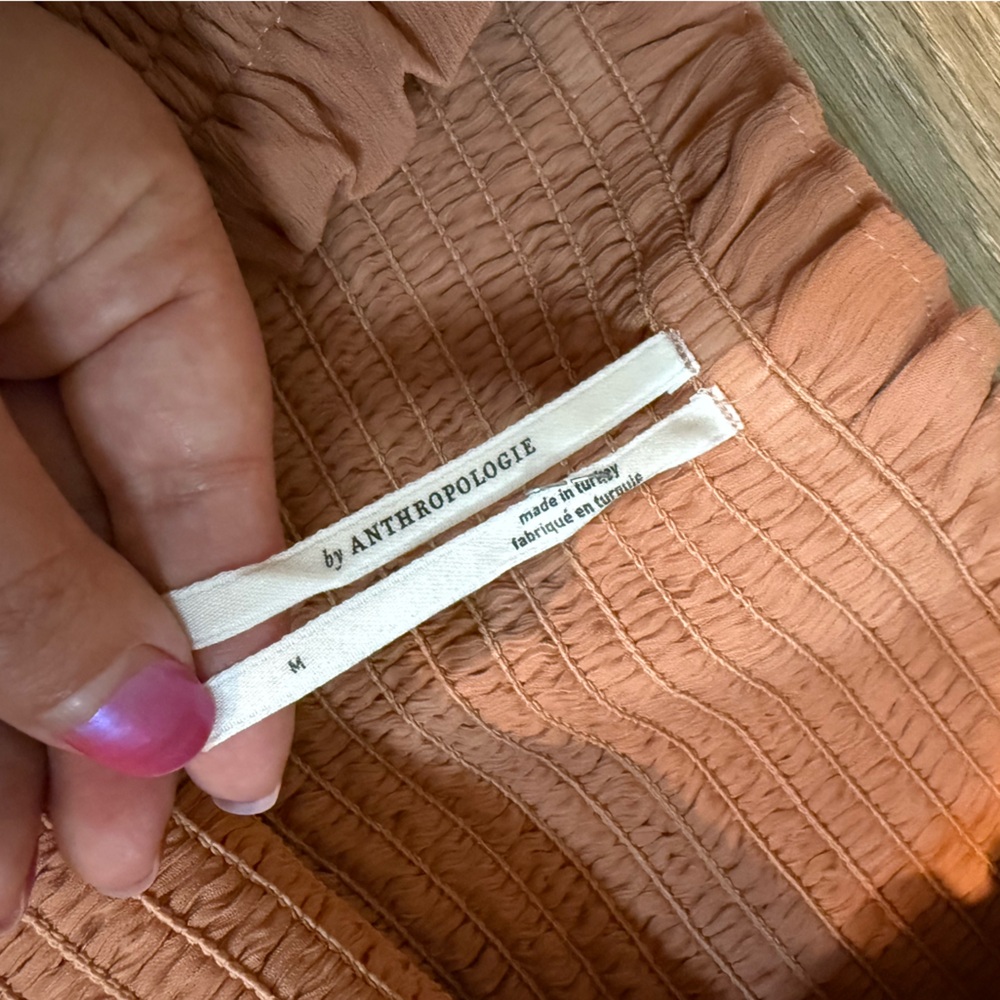 Anthropologie Two-Tone Pleated Maxi Skirt Dress in Beige and Camel - Picture 5 of 12